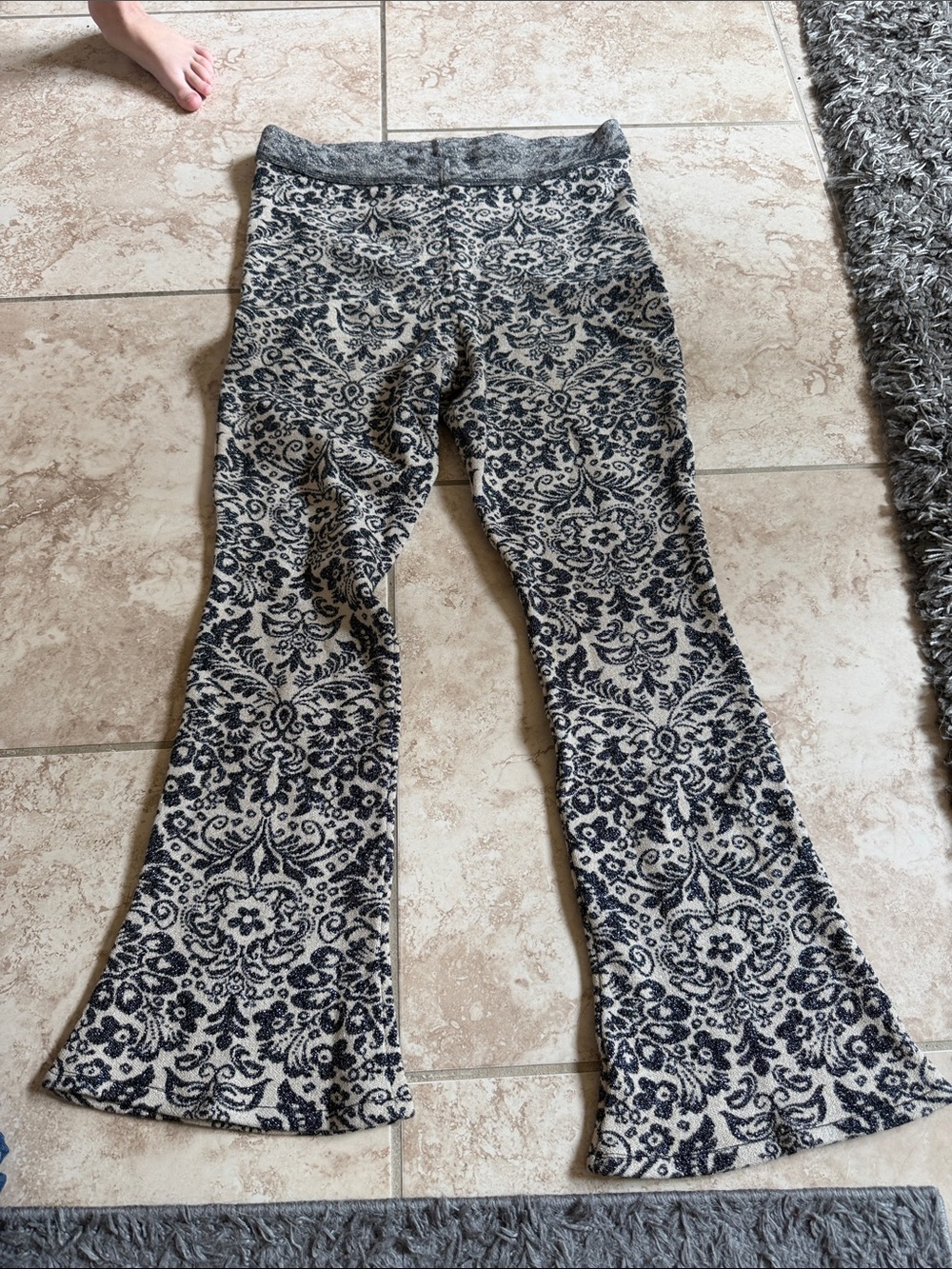 NWT Free People stretch flare pants gold and black size large